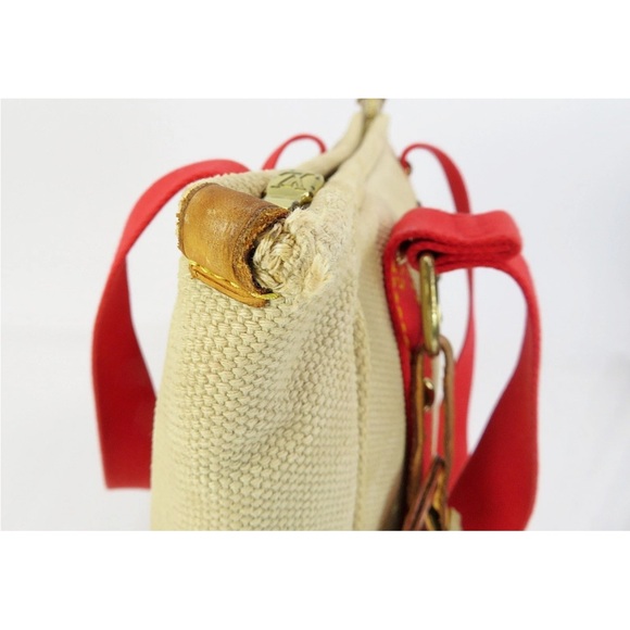 Louis Vuitton Tan Tote with Red Straps - Picture 9 of 16
